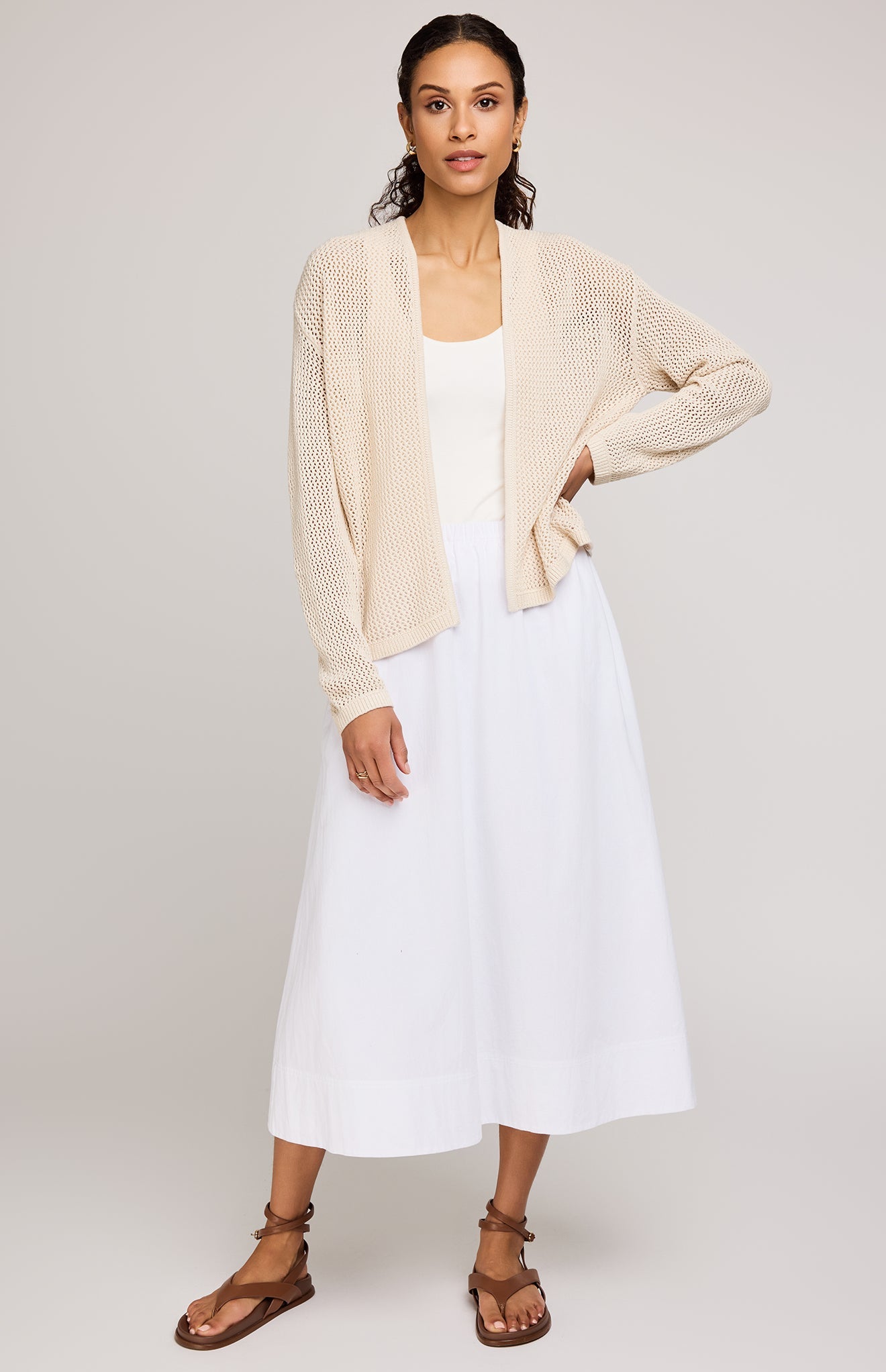 Toledo Open Knit Cardigan|color:Linen