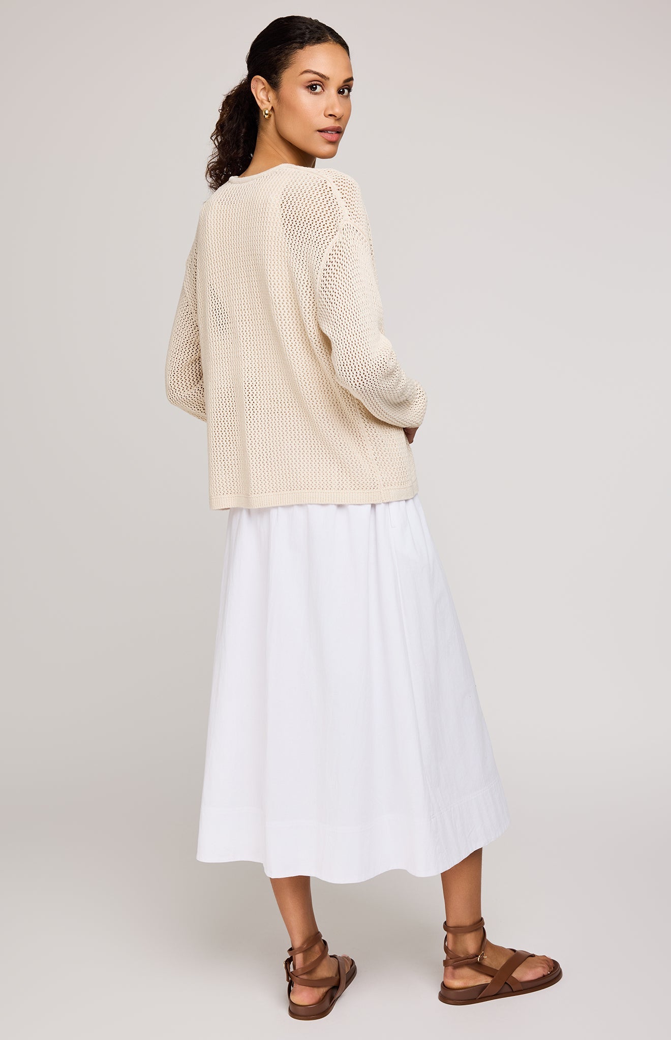 Toledo Open Knit Cardigan|color:Linen