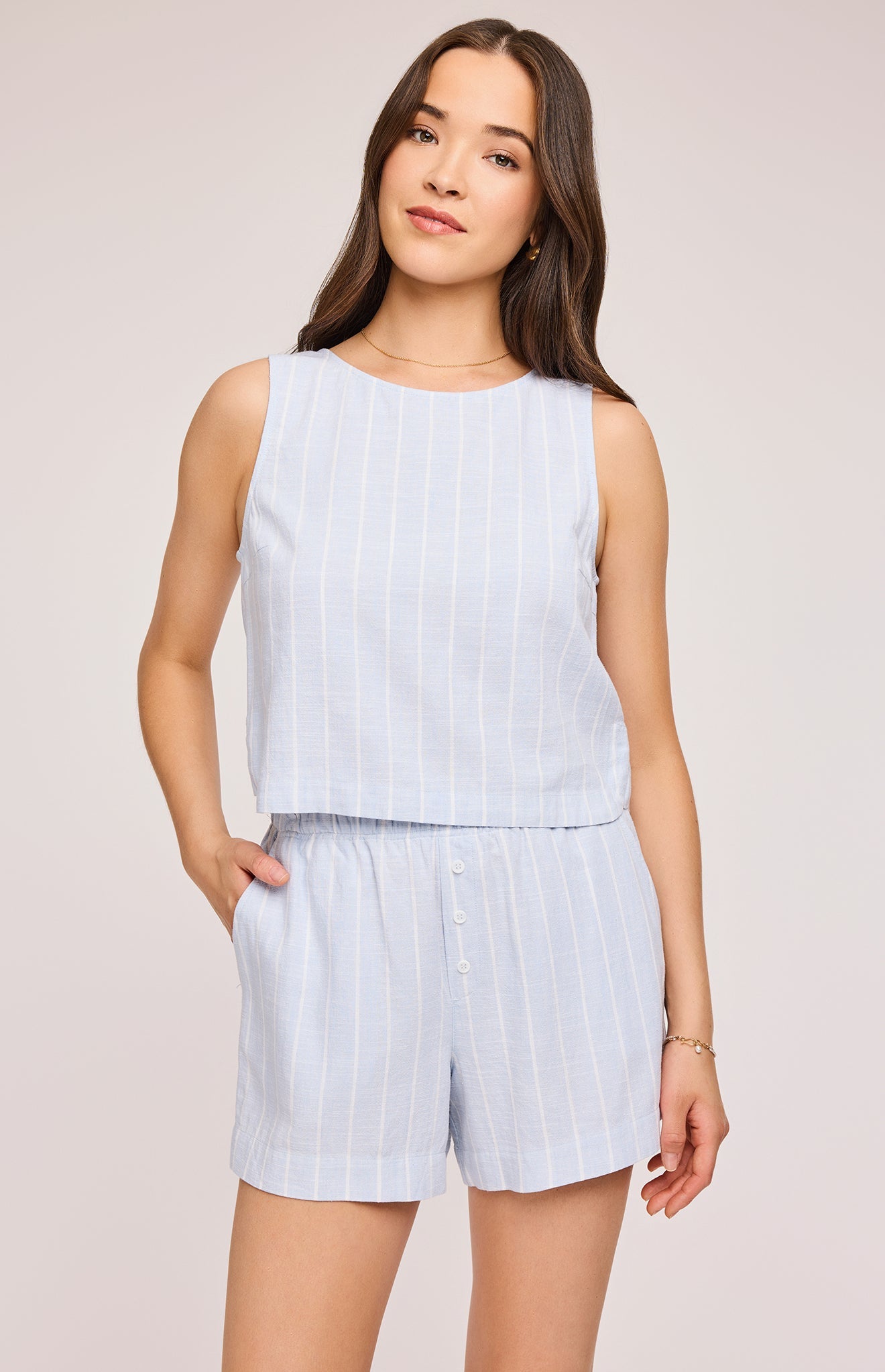 Amalfi Linen Short|color:Sky Stripe