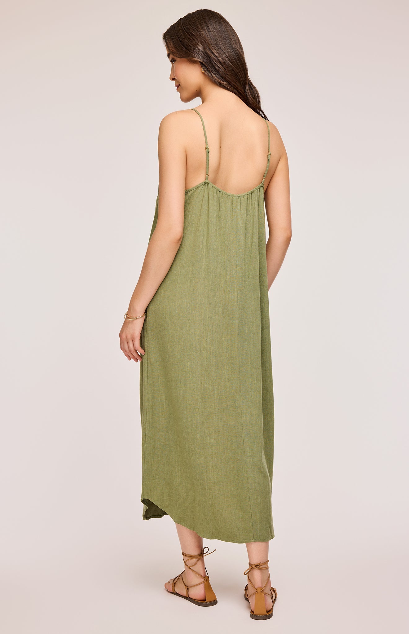 Brooke Linen Dress|color:Matcha