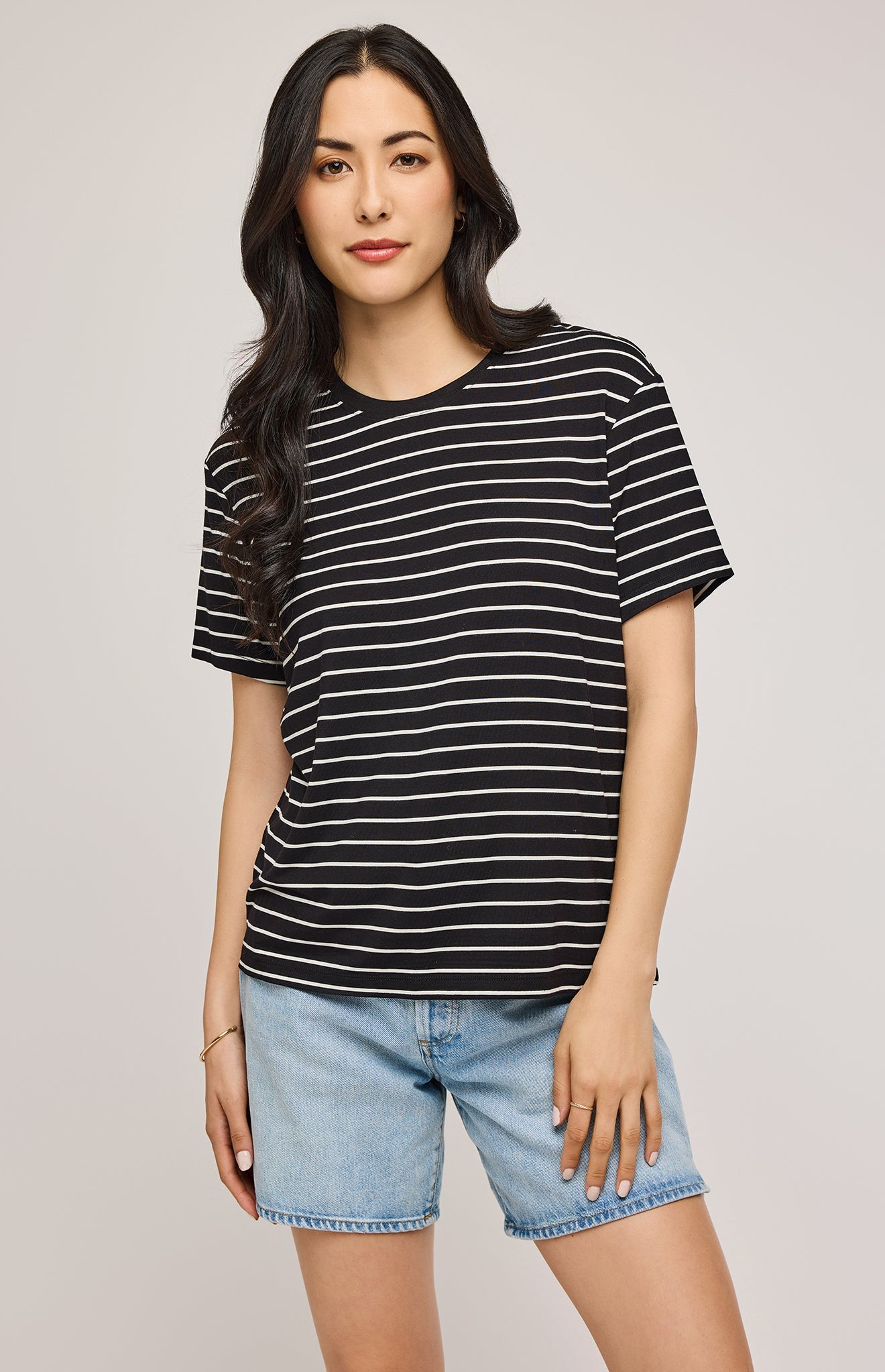 Aiden Striped T-Shirt|color:Black