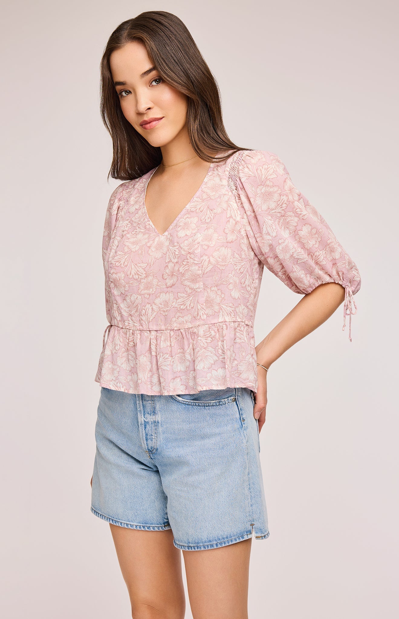 Serafina Floral Blouse|color:Blush Bouquet