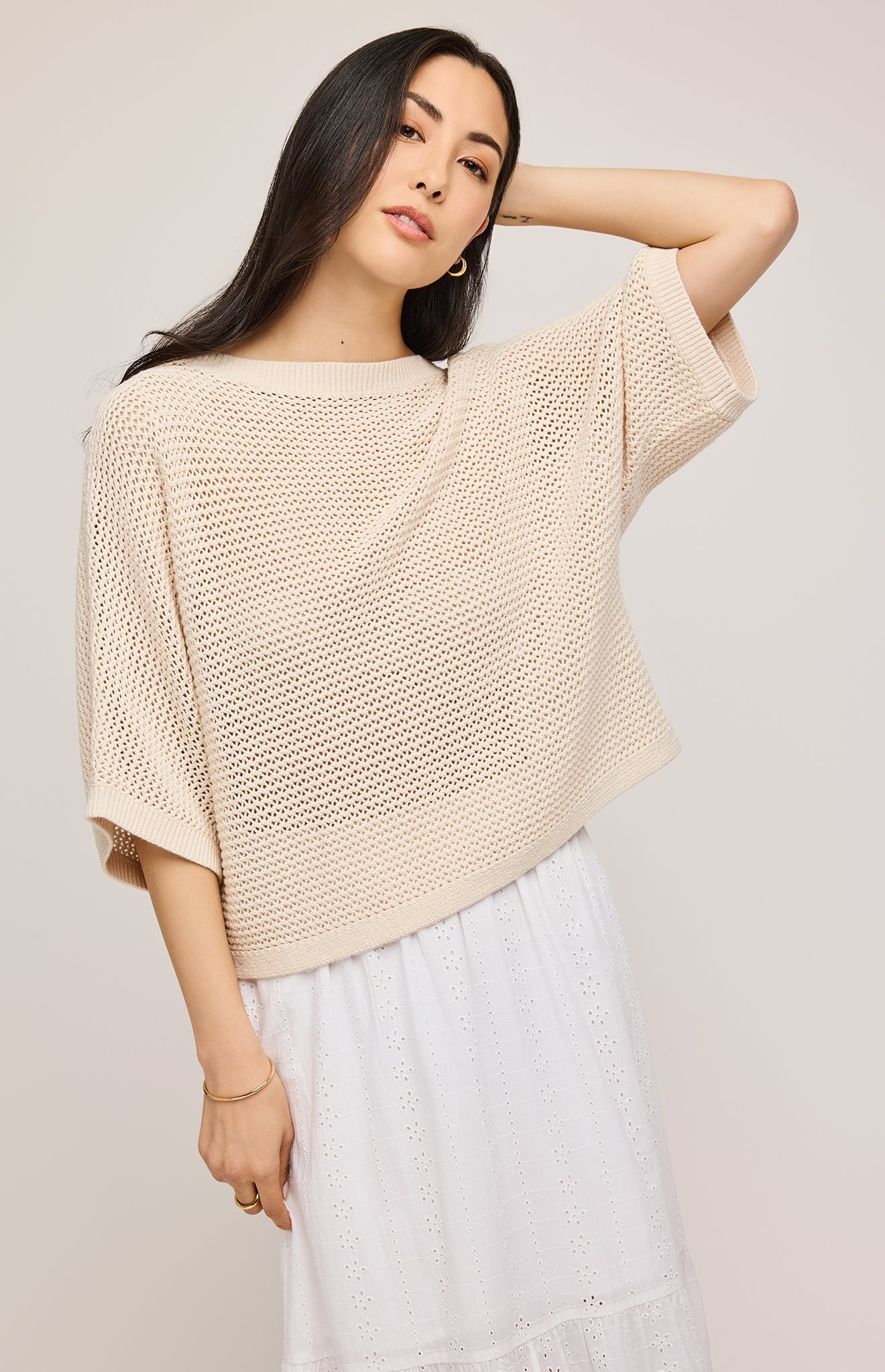 Samson Open Knit Pullover|color:Linen
