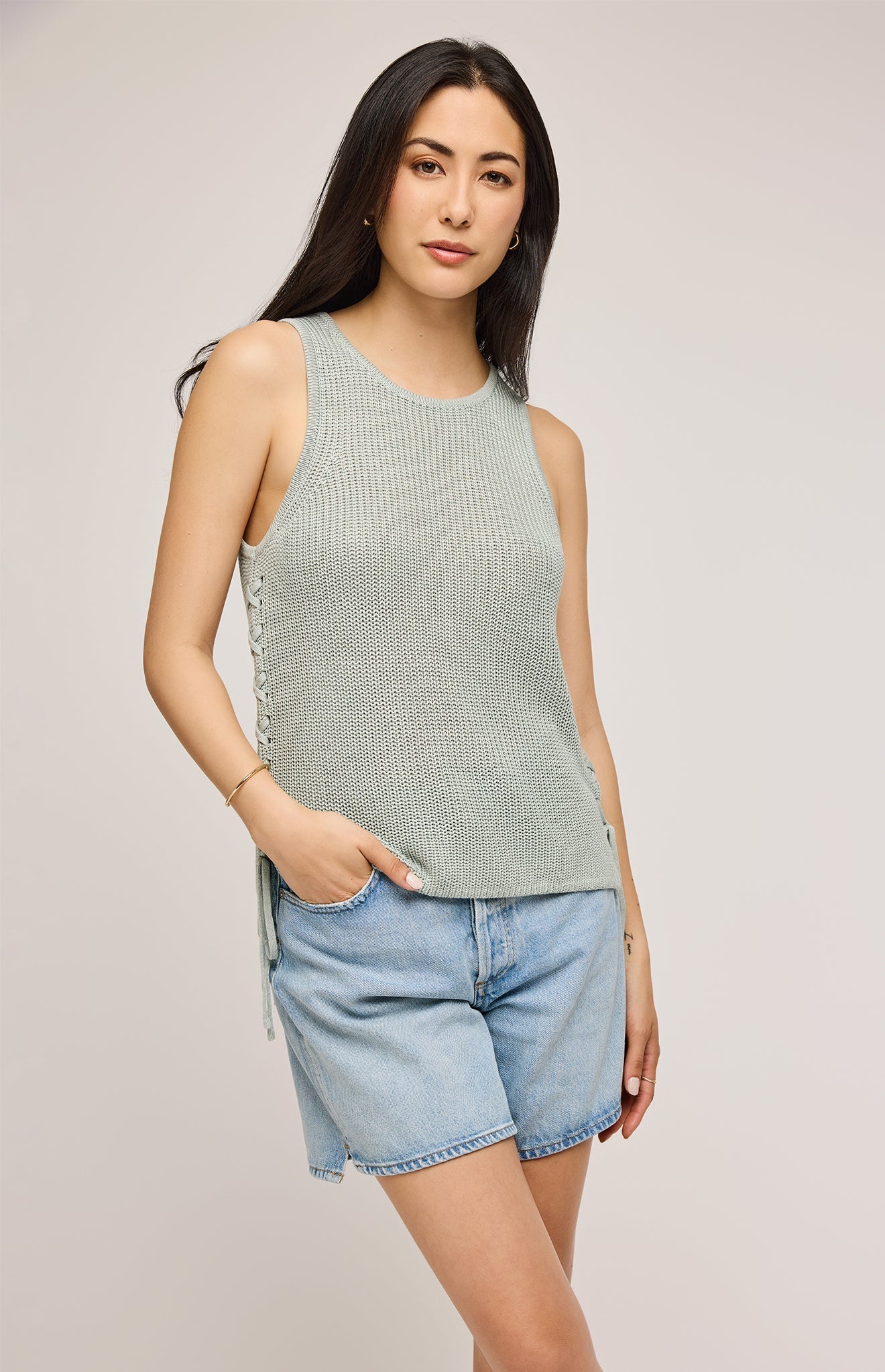 Emery Knit Sleeveless Top|color:Aloe