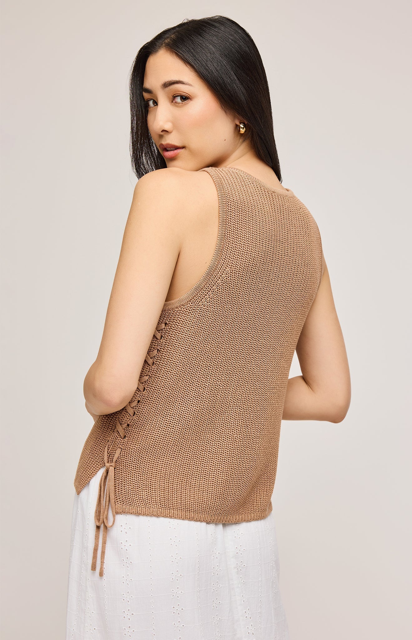 Emery Knit Sleeveless Top|color:Tan