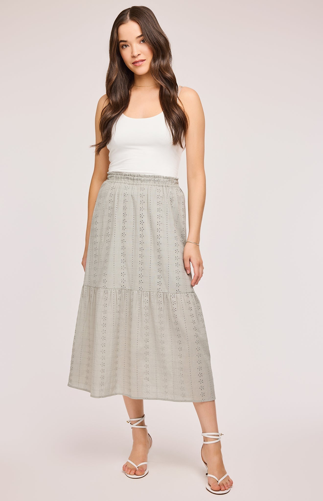 Madrid Eyelet Midi Skirt