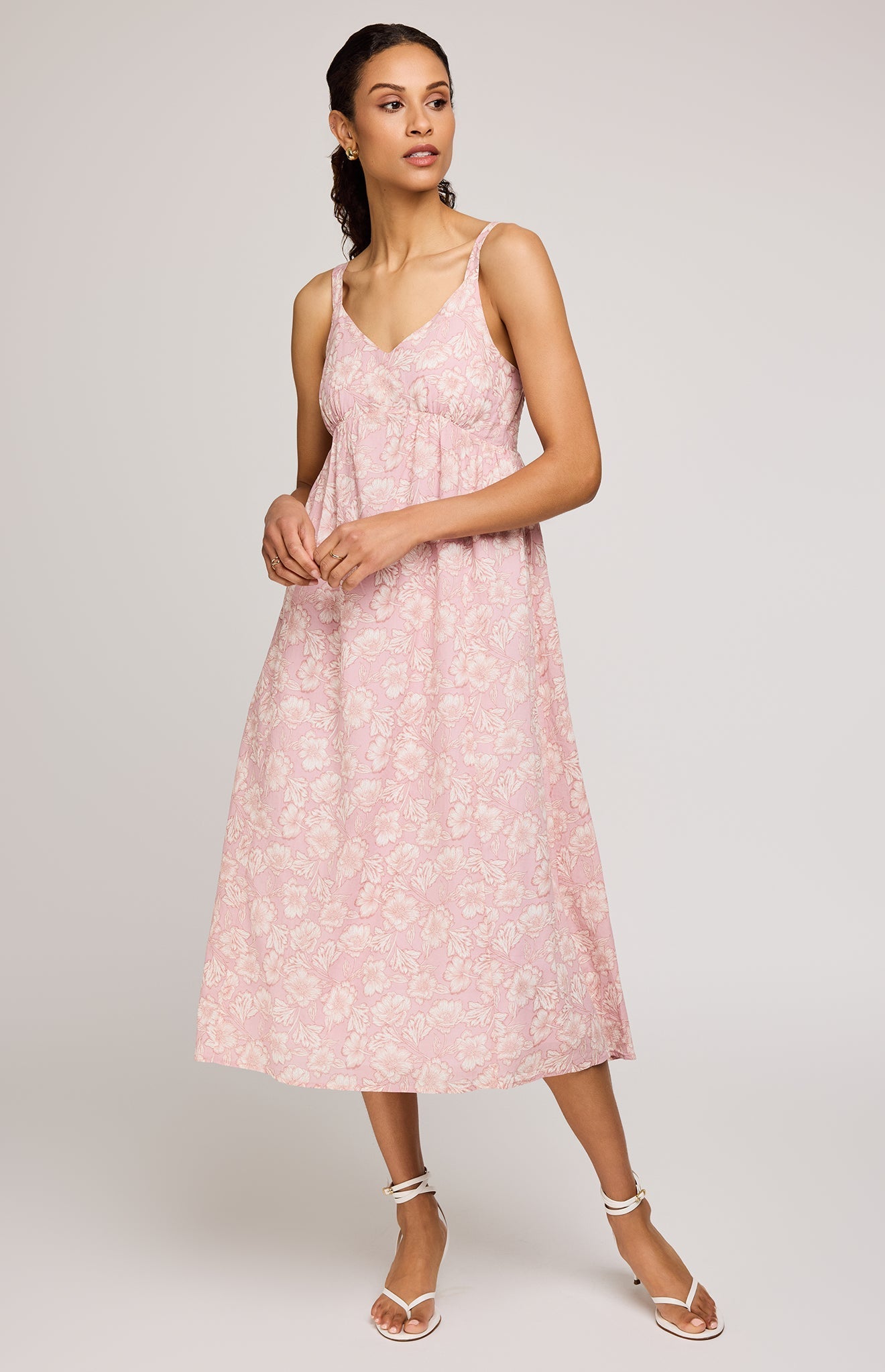 Rosalie Floral Midi Dress|color:Blush Bouquet