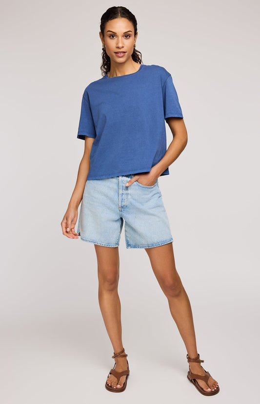 Brigitte Cotton T-Shirt|color:Navy