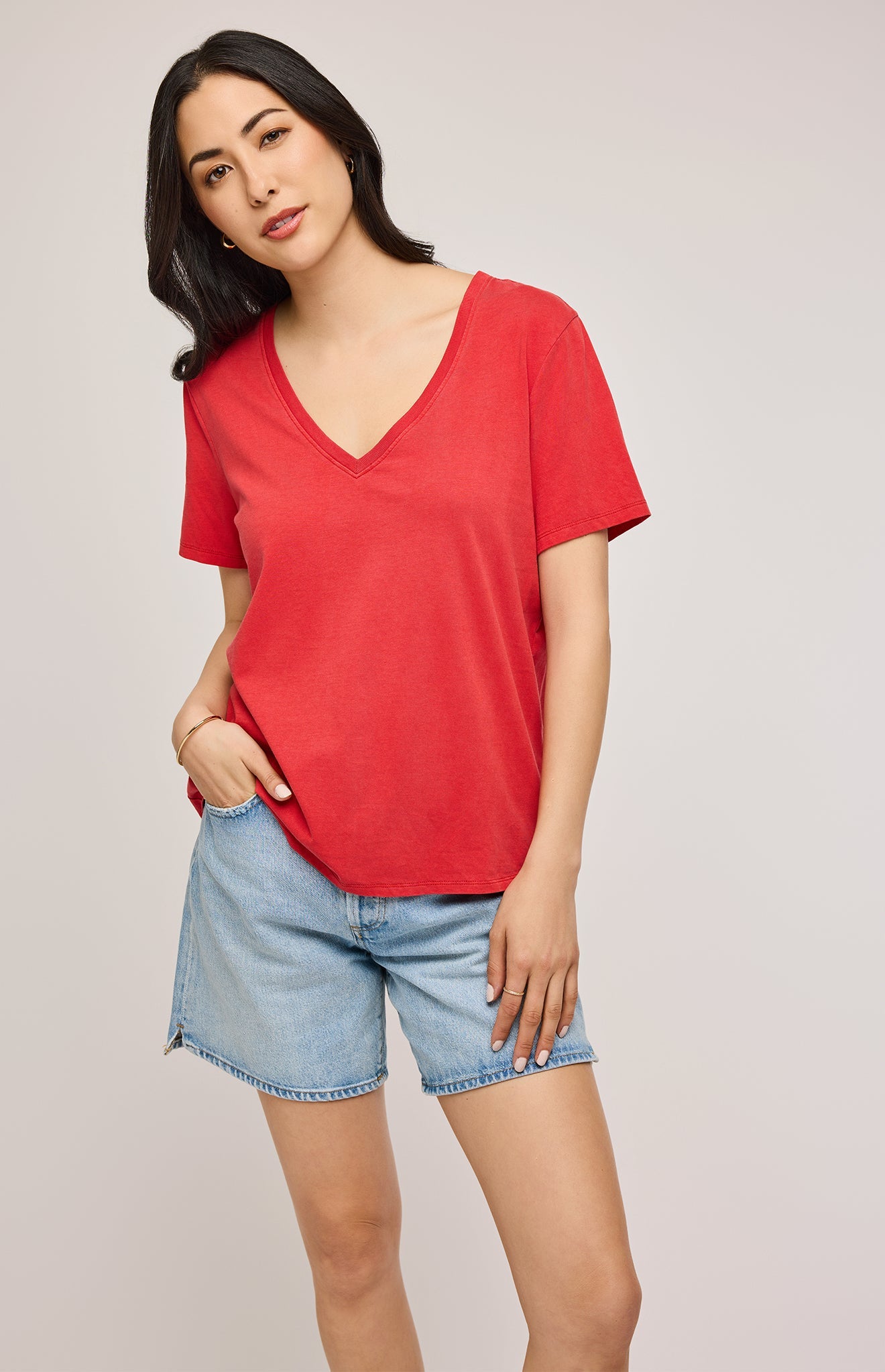 Jennifer Cotton T-Shirt|color:Red