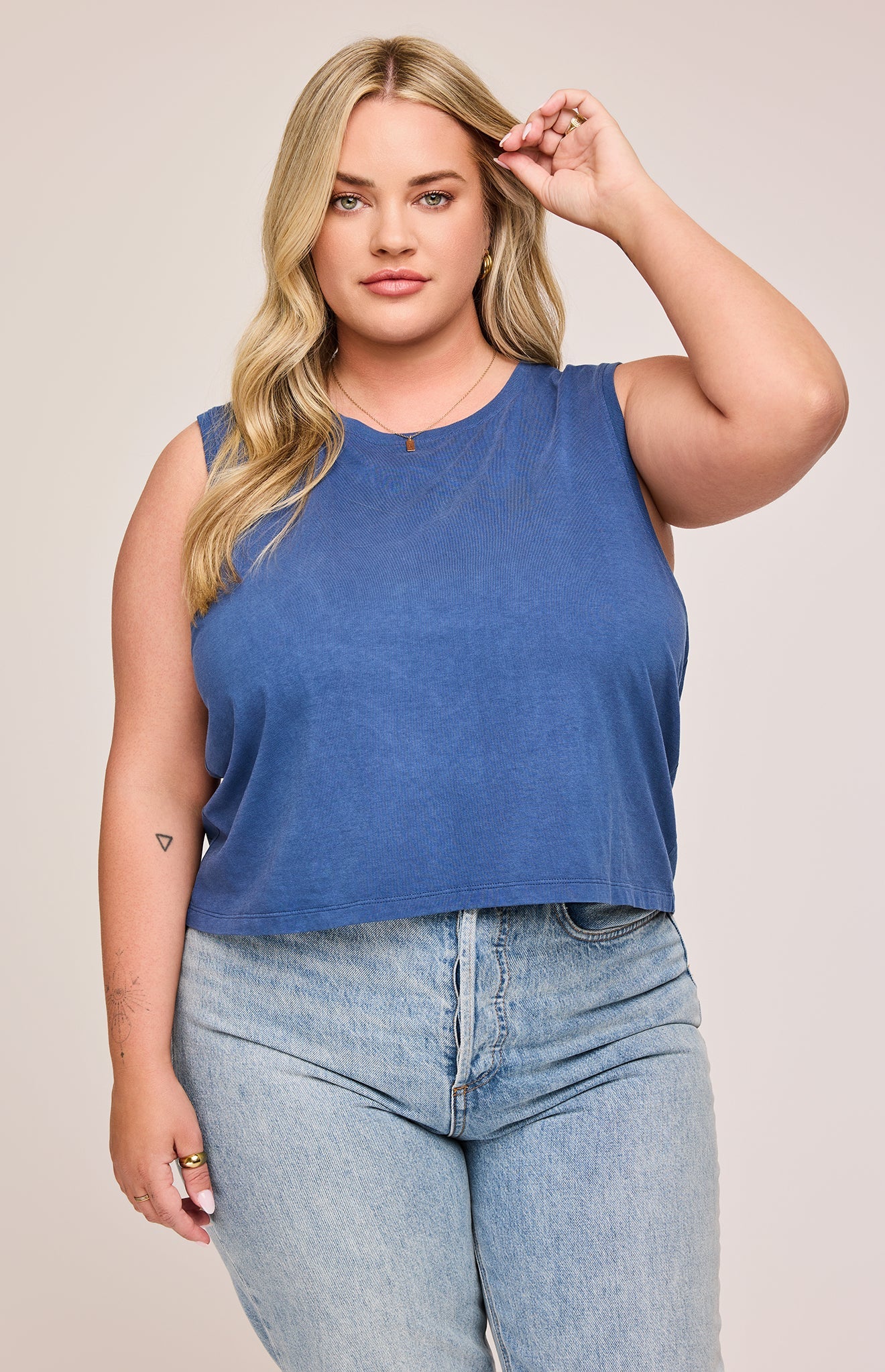 Kate Cotton Tank|color:Navy