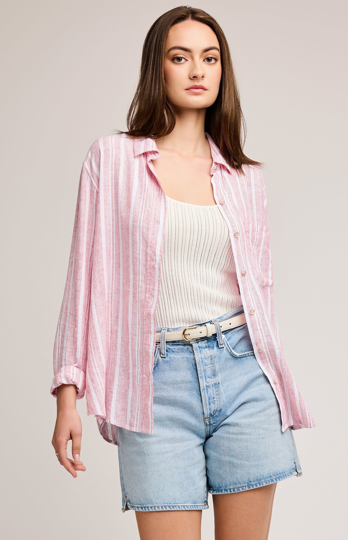 Luka Button Down Shirt|color:Red Stripe 
