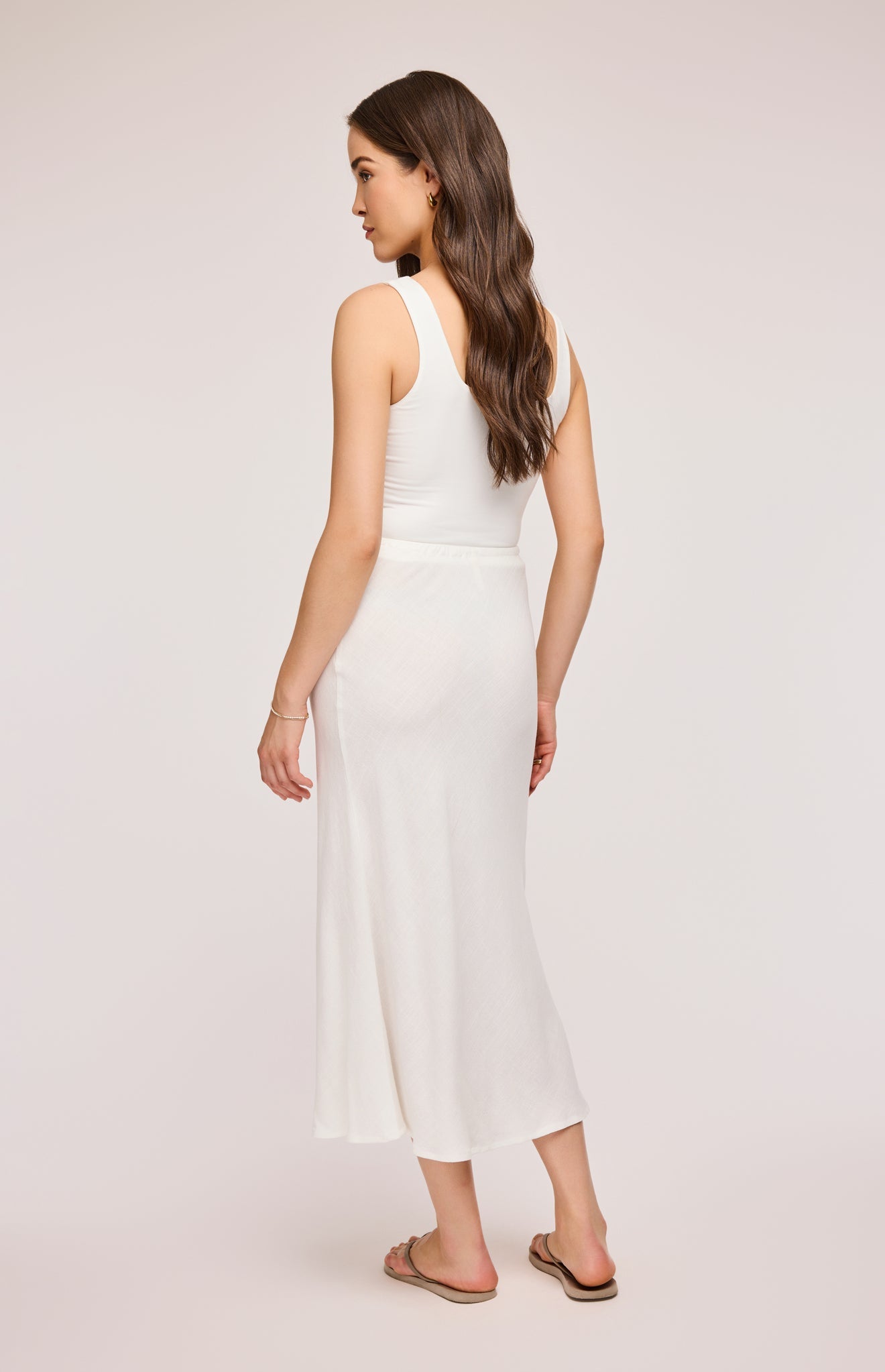 Cassia Linen Skirt|color:White