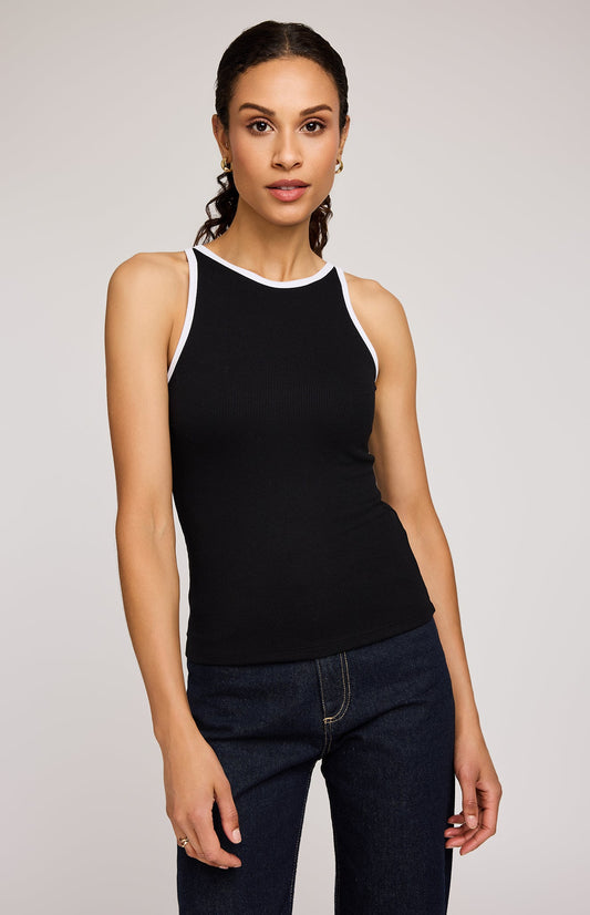 Ronan Ribbed Tank|color:Black Ringer