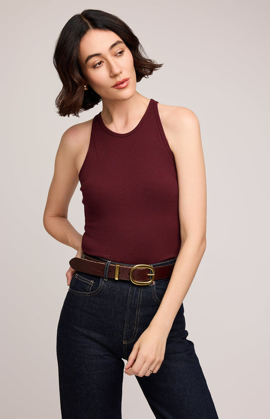 Ronan Ribbed Tank|color:Merlot