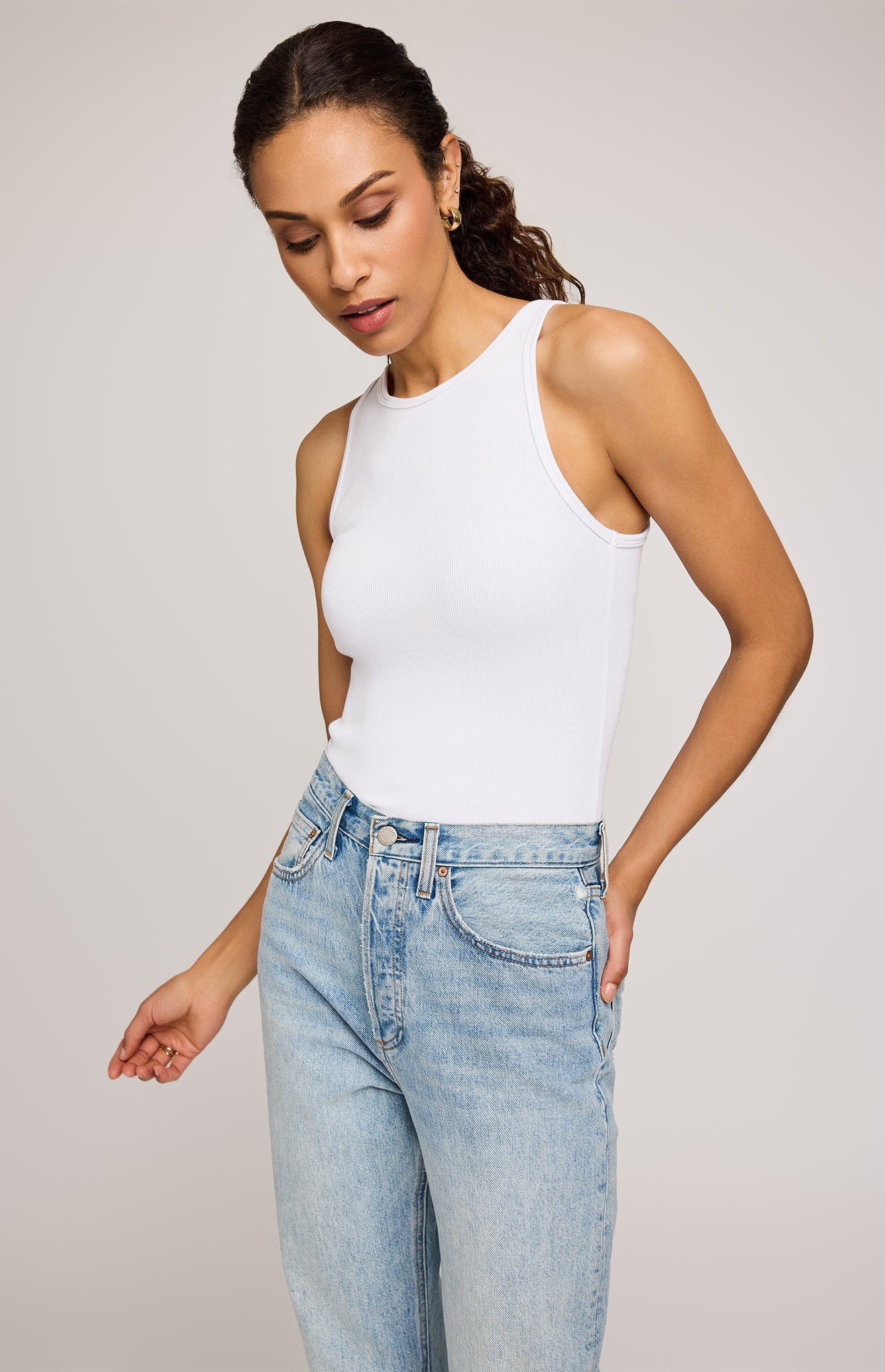 Ronan Ribbed Tank|color:White