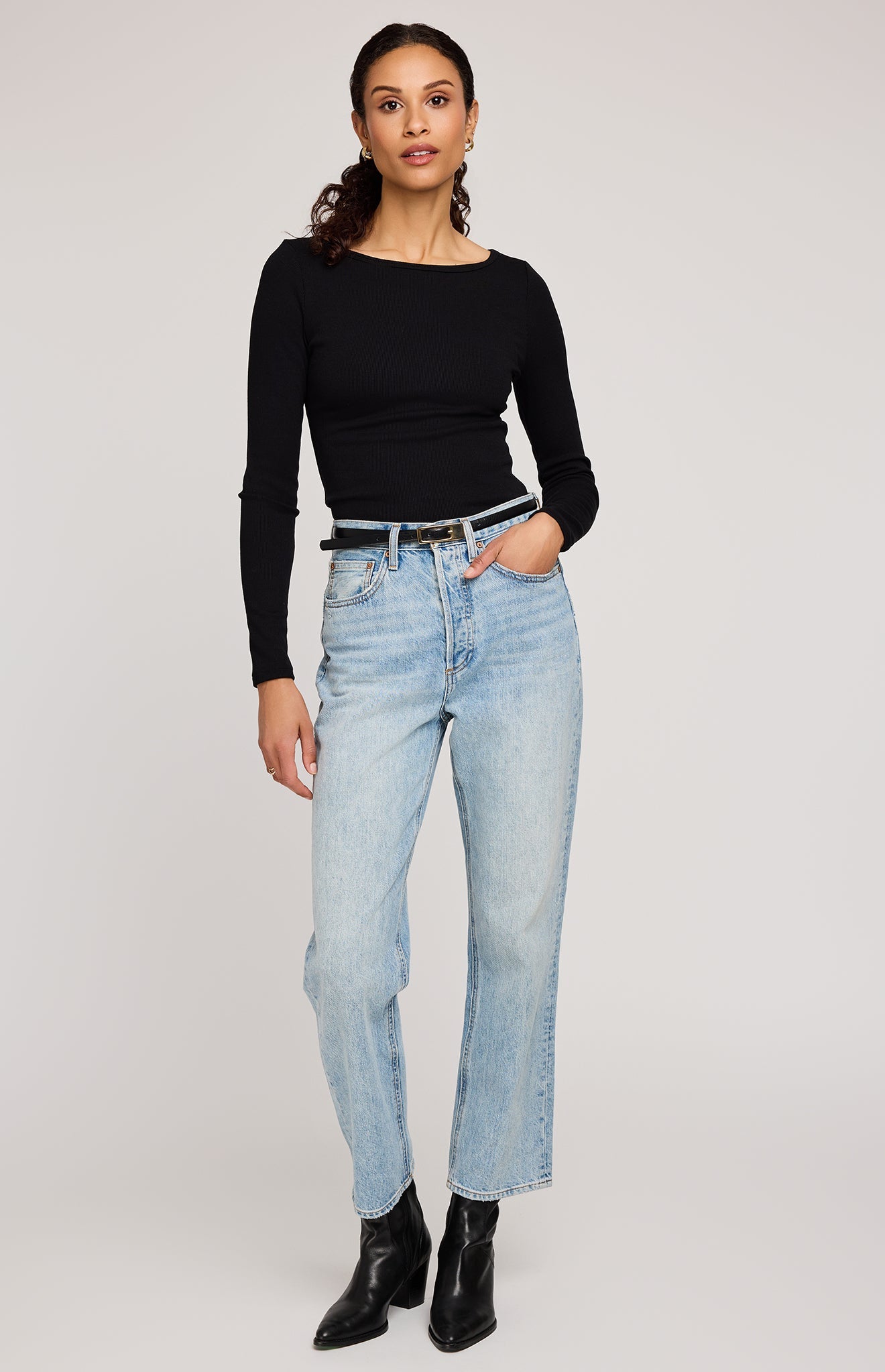 Ingrid Long Sleeve Top|color:Black