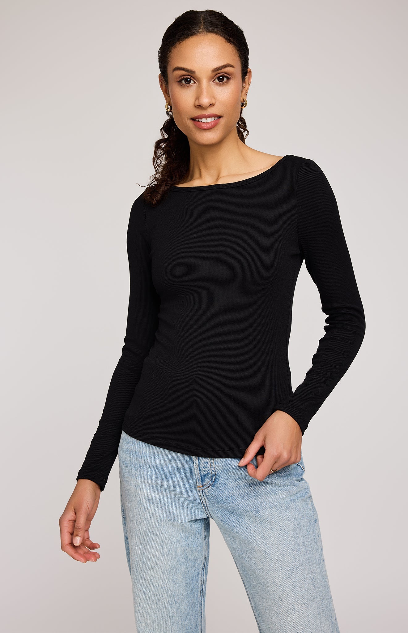 Ingrid Long Sleeve Top|color:Black
