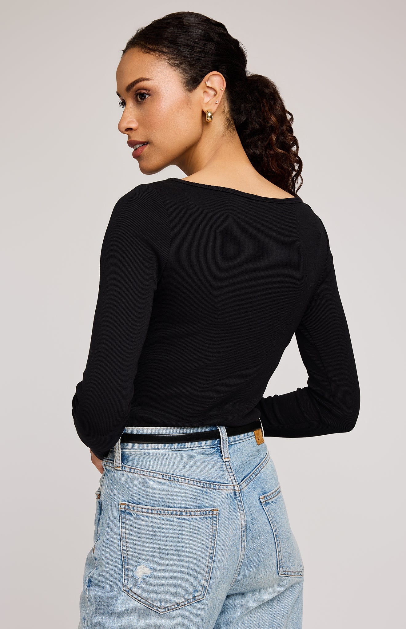 Ingrid Long Sleeve Top|color:Black