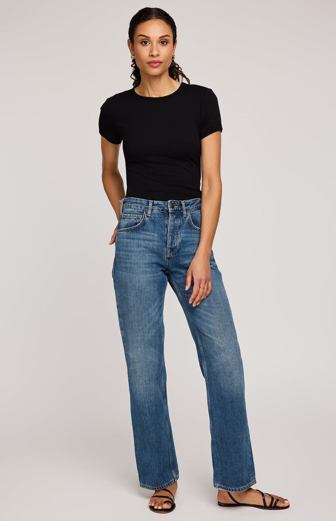 Shania Ribbed T-Shirt|color:Black