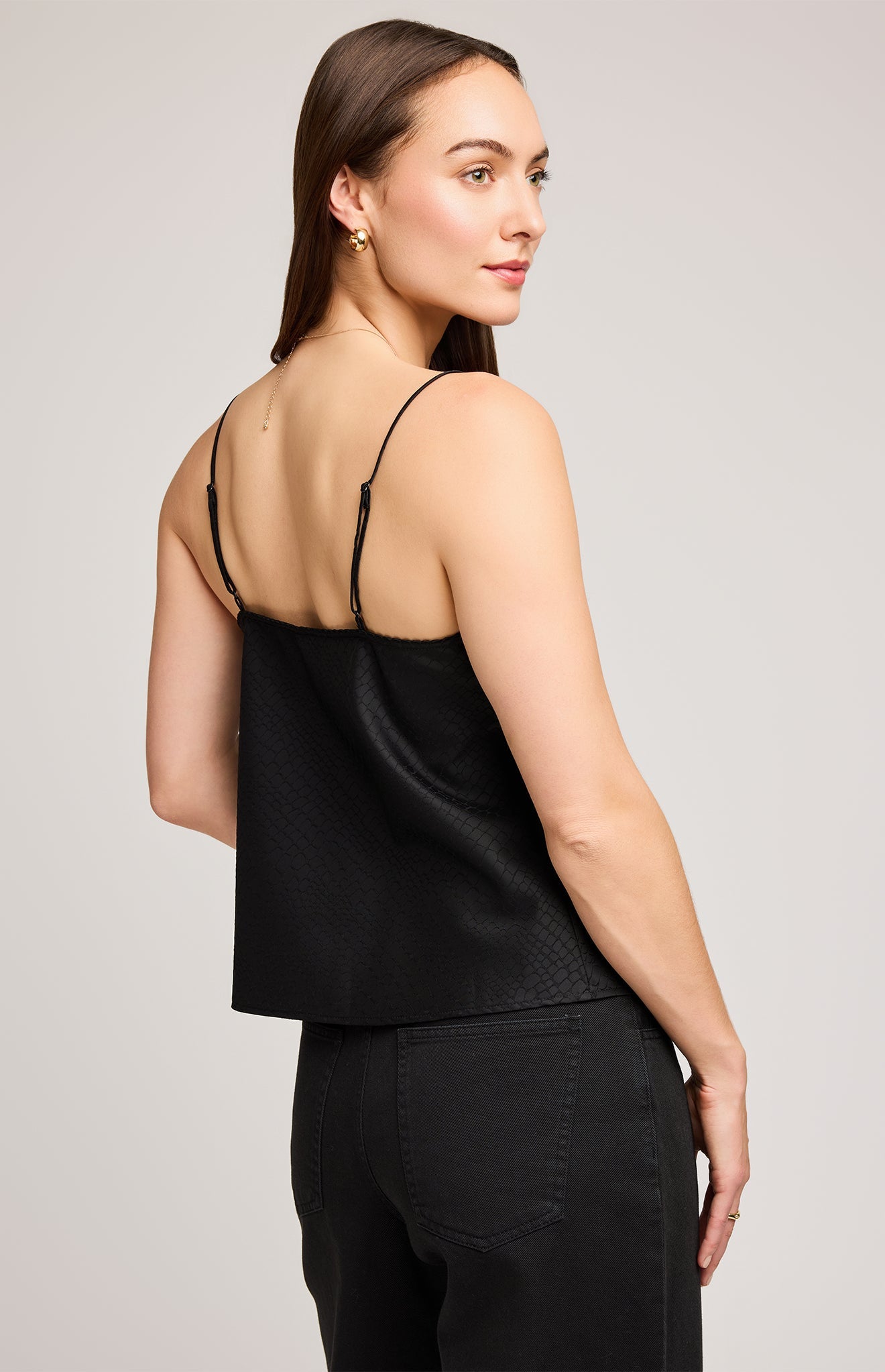 Priscillla Satin Tank|color:Black