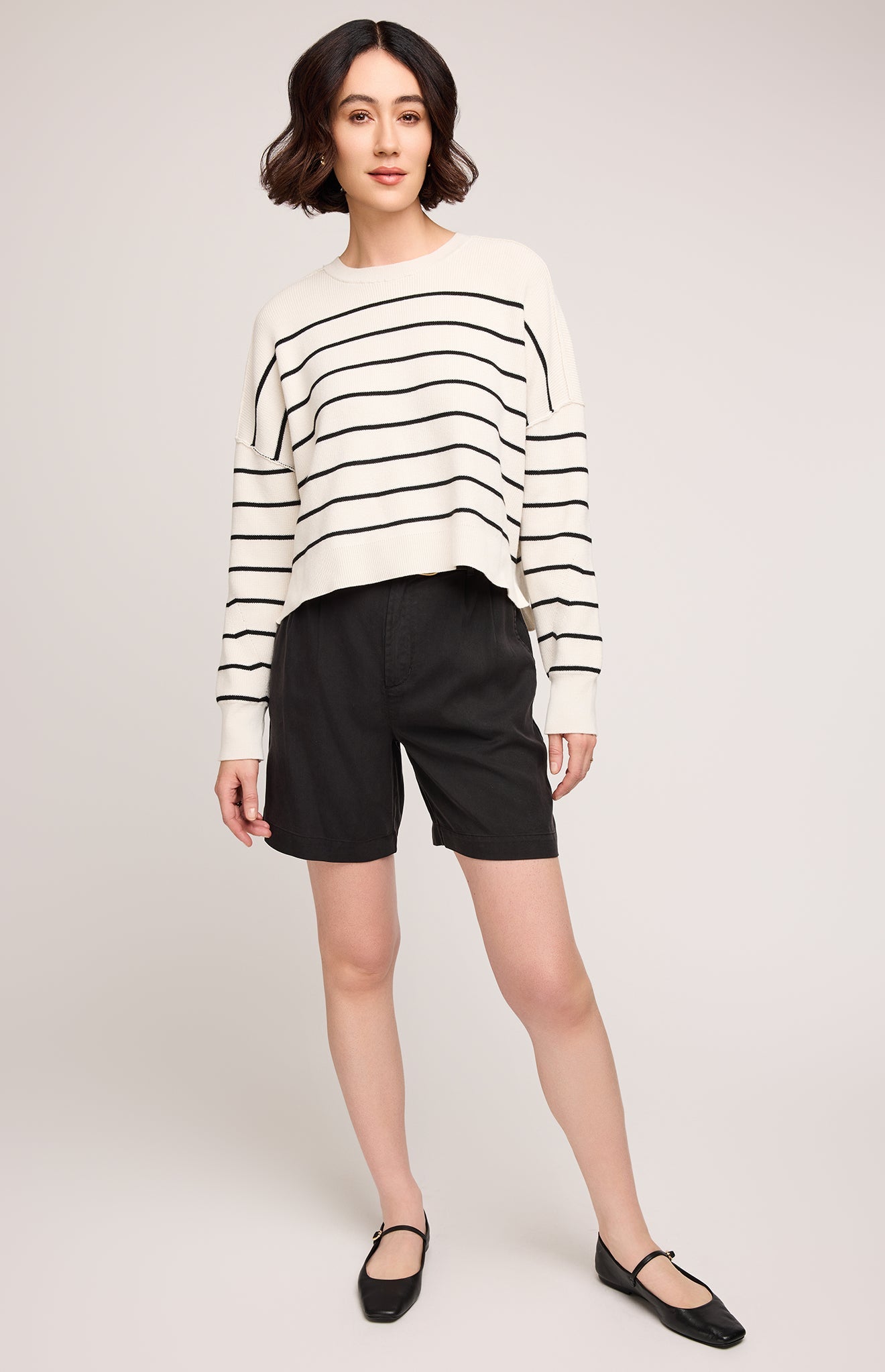 Echo Pullover Sweater|color:Black Stripe