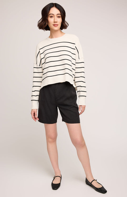 Echo Pullover Sweater|color:Black Stripe