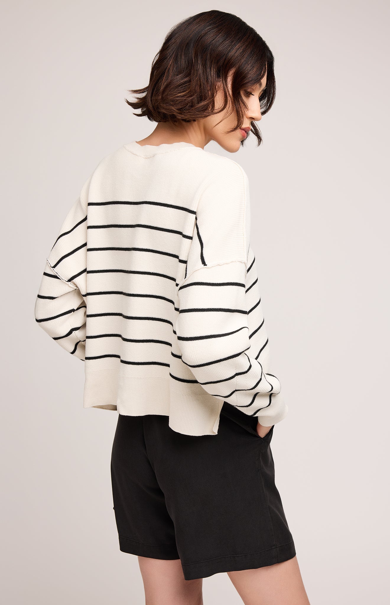 Echo Pullover Sweater|color:Black Stripe