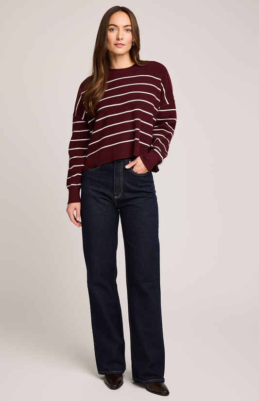 Echo Pullover Sweater|Merlot Stripe