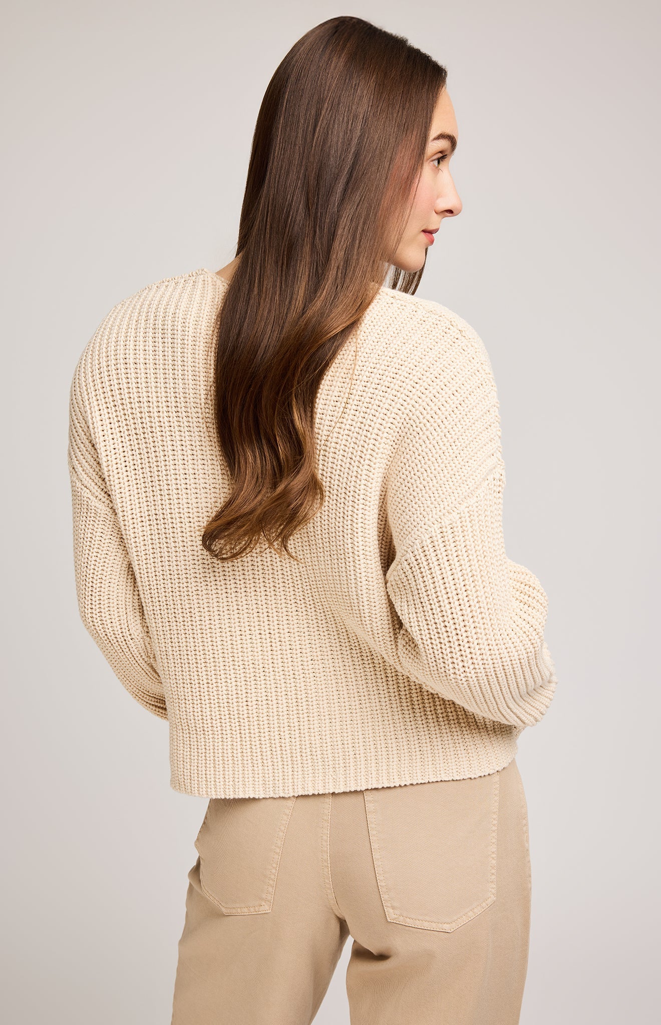 Spencer V-Neck Knit Sweater|color:Bone