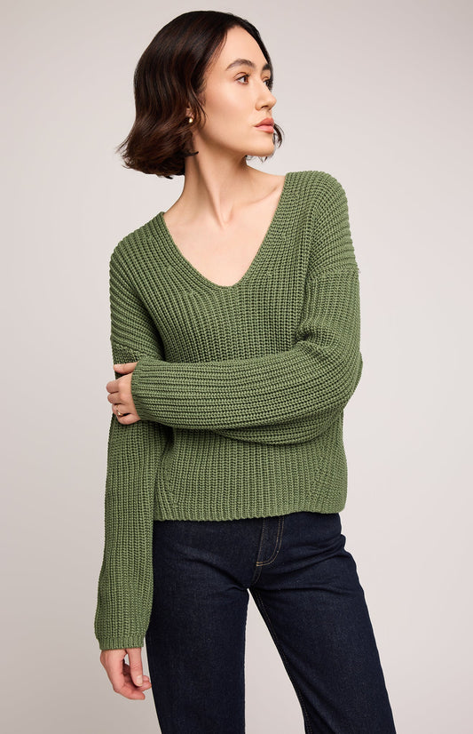 Spencer V-Neck Knit Pullover|color:Ivy