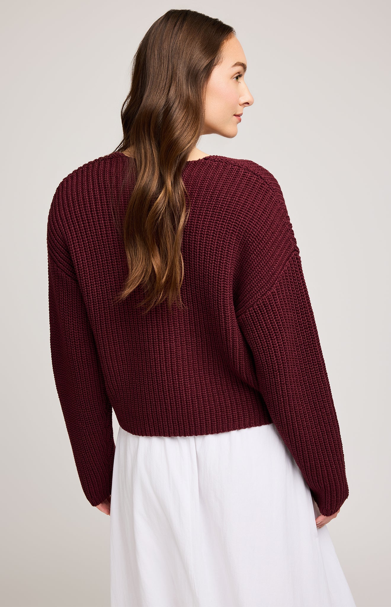 Spencer V-Neck Knit Sweater|color:Merlot