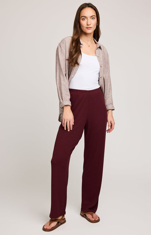 Greer Ribbed Pant|color:Merlot