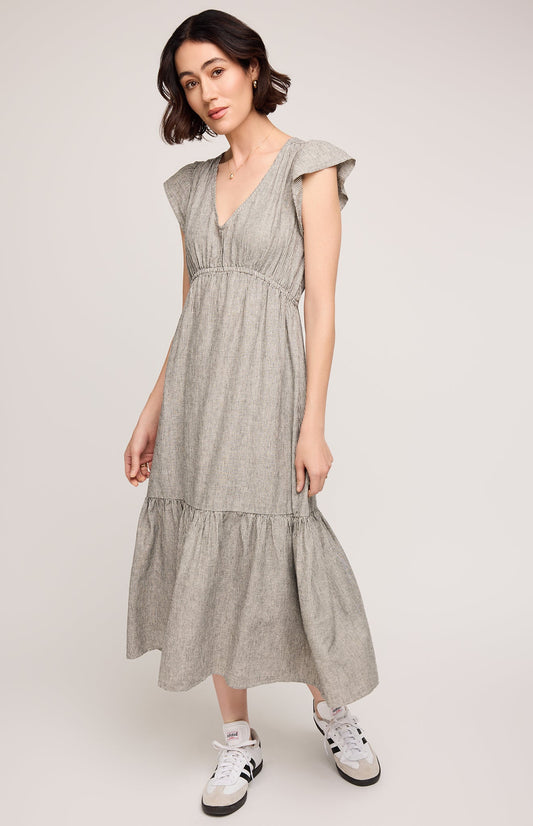 Eris Midi Dress|color:Black Stripe
