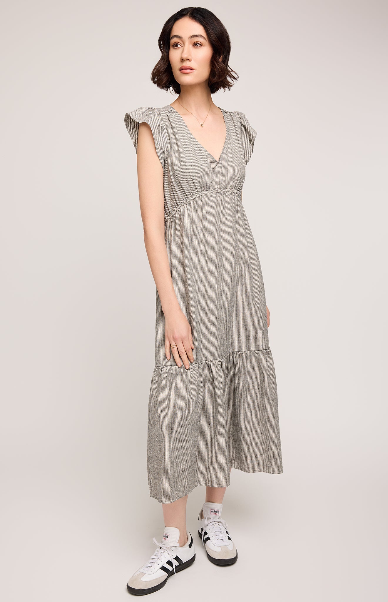 Eris Midi Dress|color:Black Stripe