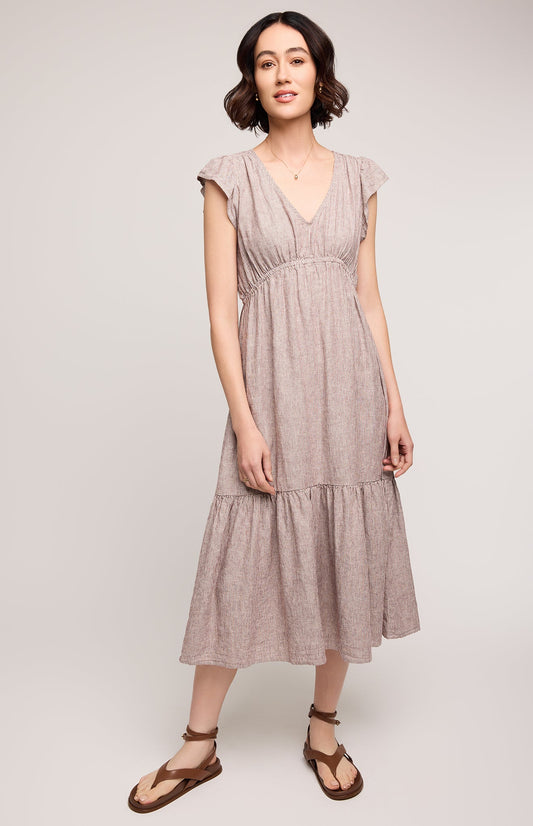 Eris Midi Dress|color:Merlot Stripe