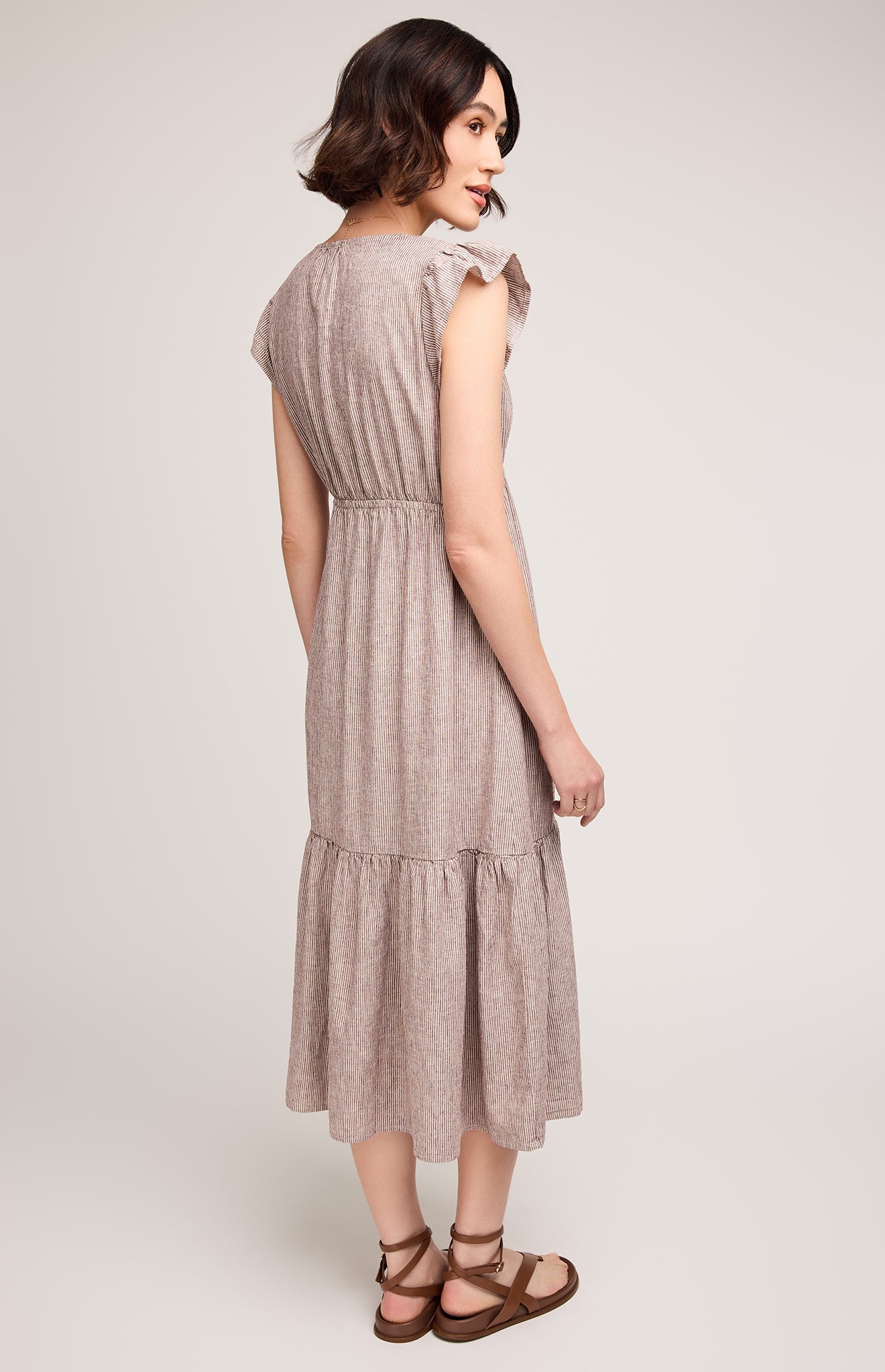 Eris Midi Dress|color:Merlot Stripe