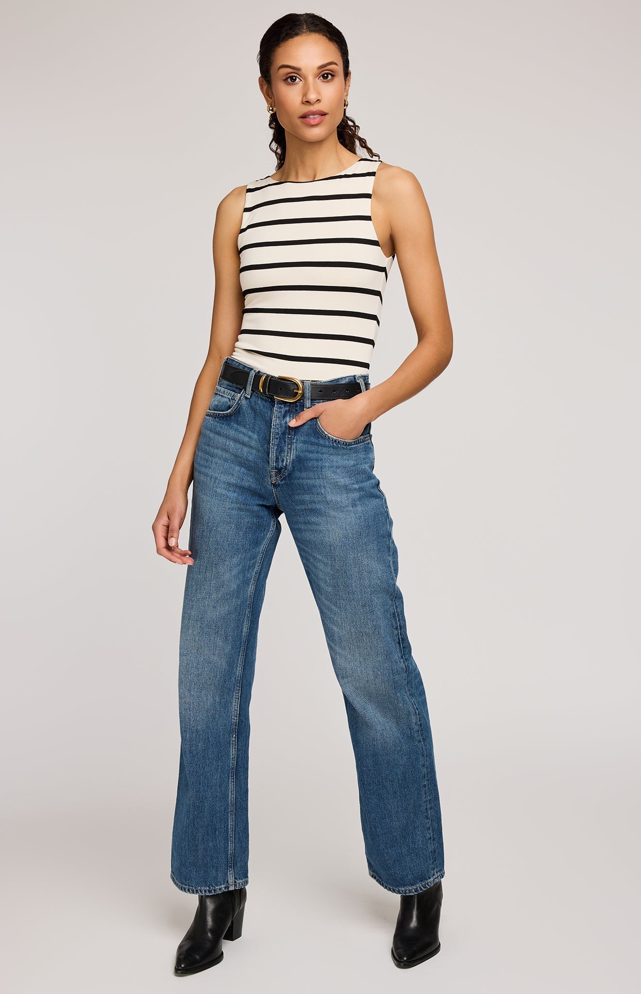 Cyrus Tank Top|color:Cream Stripe