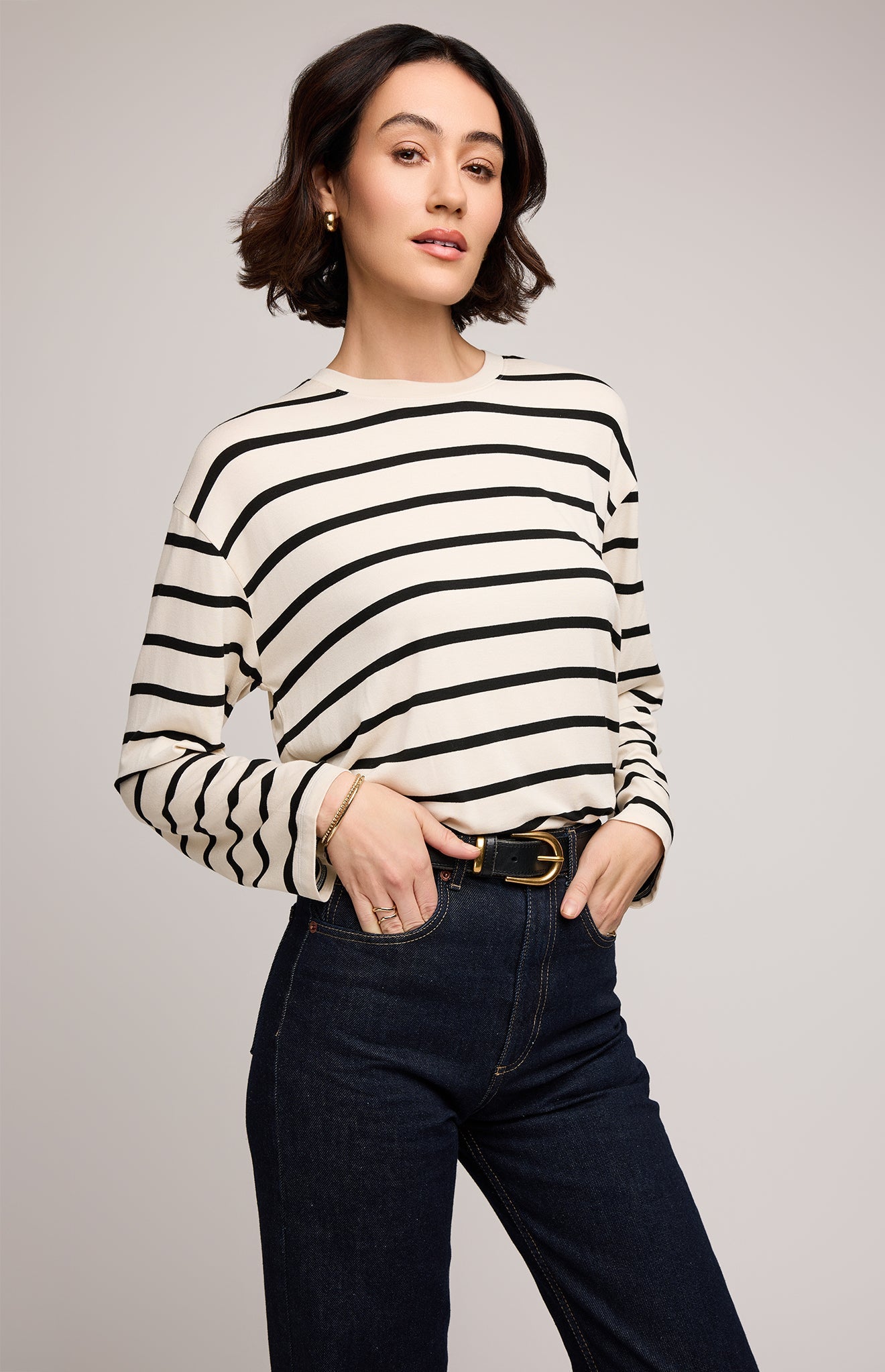 Indy Long Sleeve Top|color:Cream Stripe