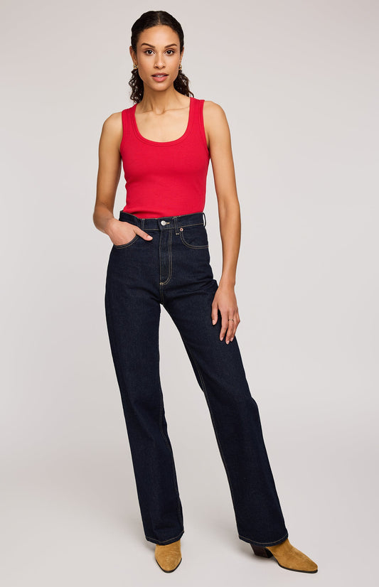 Jolie Ribbed Tank|color:Red