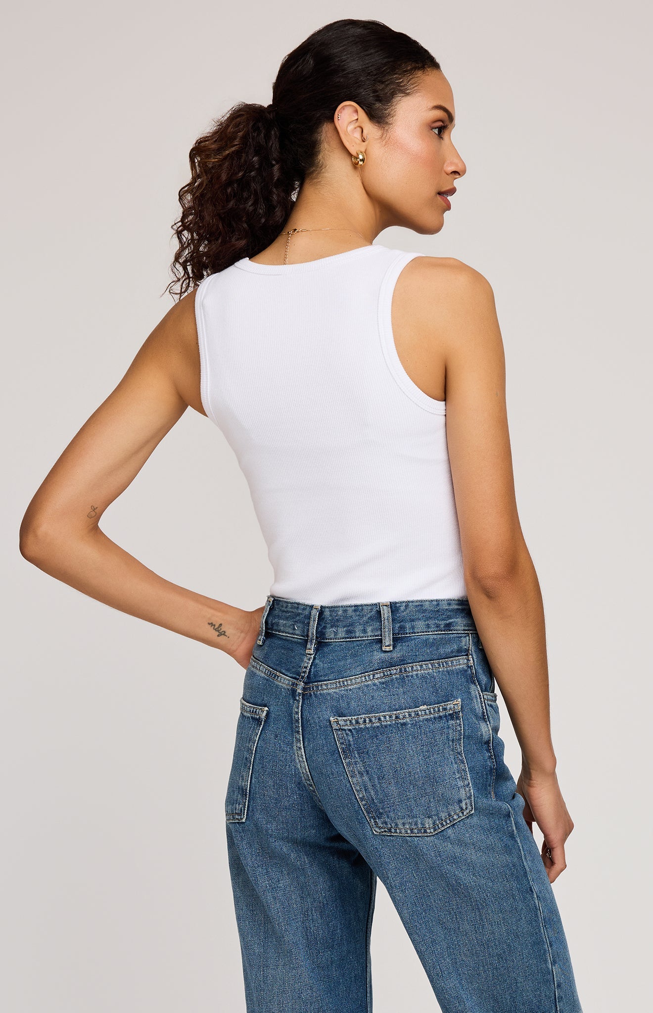 Jolie Ribbed Tank|color:White
