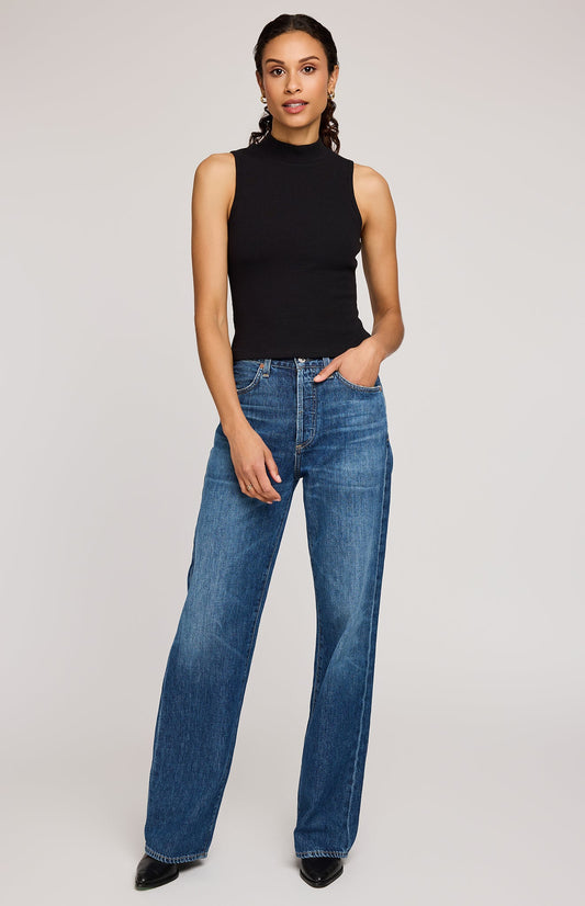 Michelle Ribbed Tank|color:Black