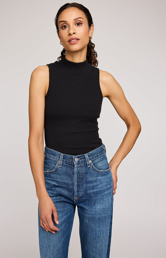 Michelle Ribbed Tank|color:Black