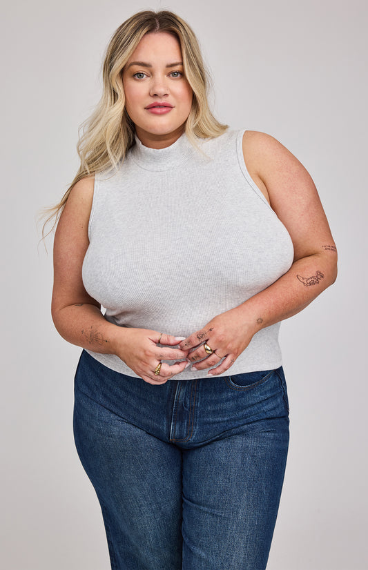 Michelle Ribbed Tank|color:Heather Ash