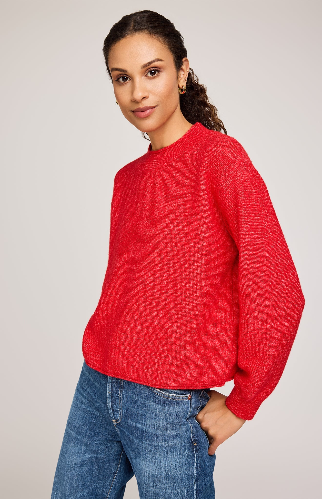 Wanda Pullover Sweater|color:Heather Red