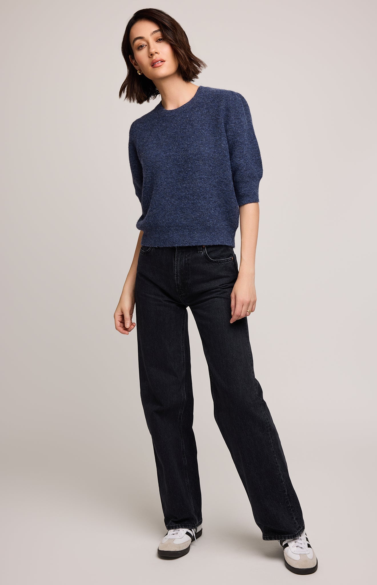 Marisol Knit Top|color:Heather Blue