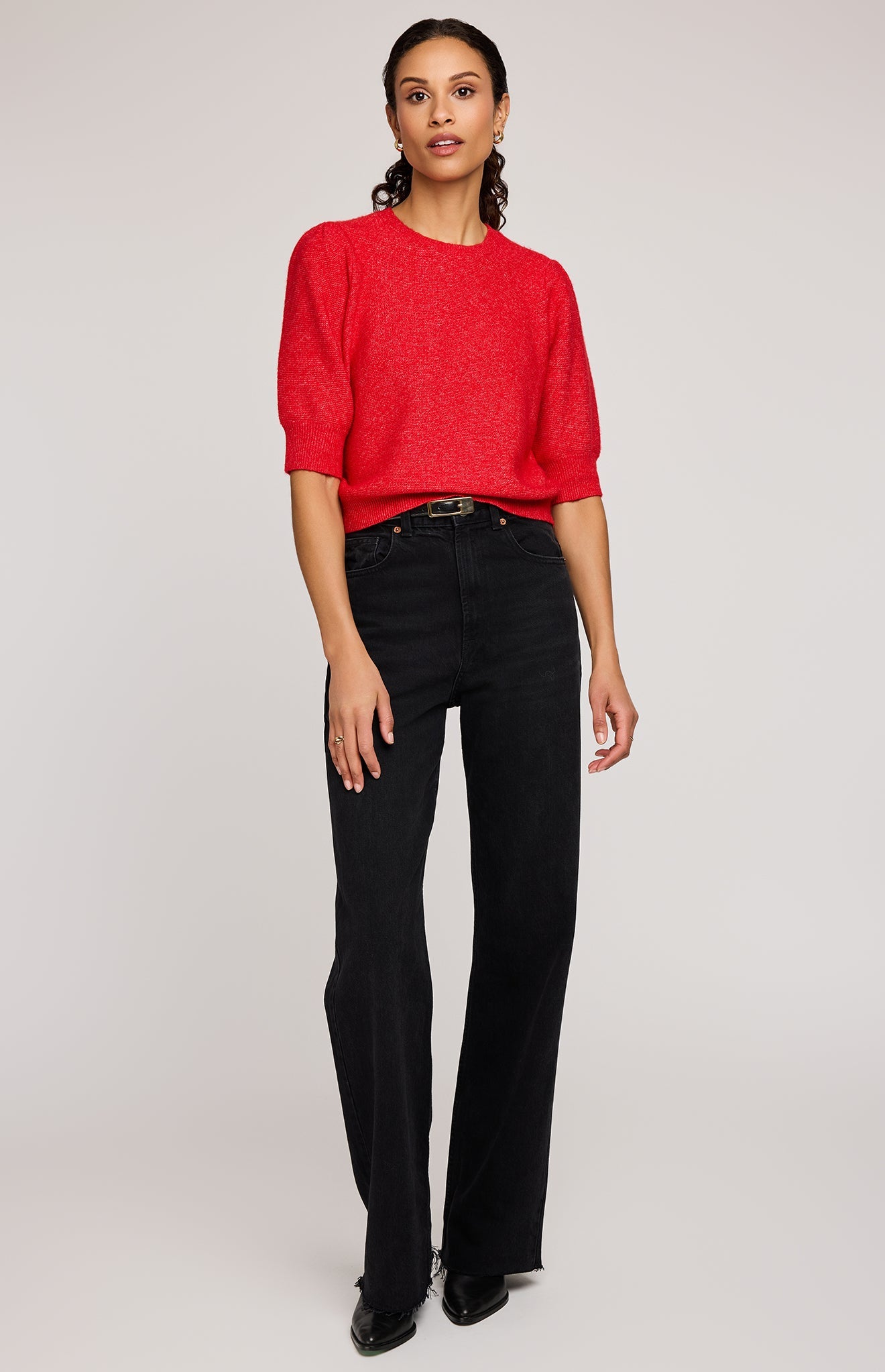 Marisol Knit Top|color:Heather Red