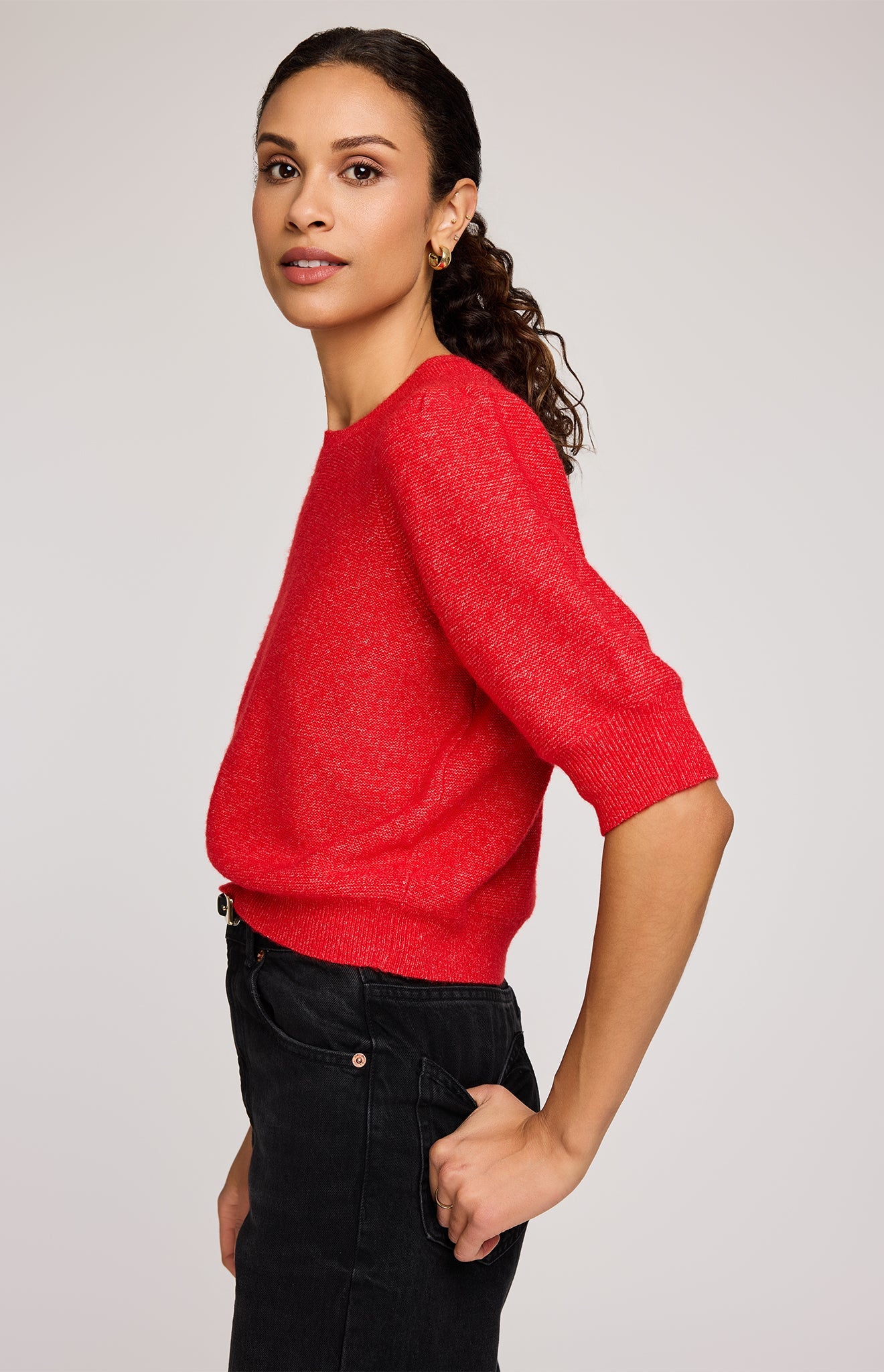 Marisol Knit Top|color:Heather Red