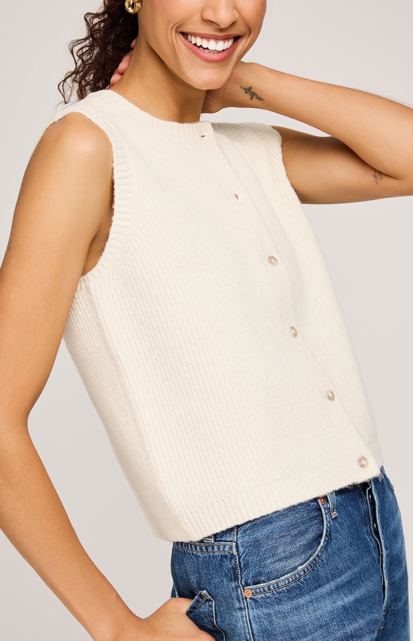 Winnie Knit Vest|color:Cream