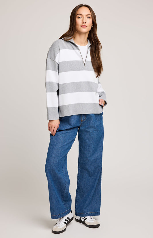 Idris Striped Sweater|color:Ash Stripe