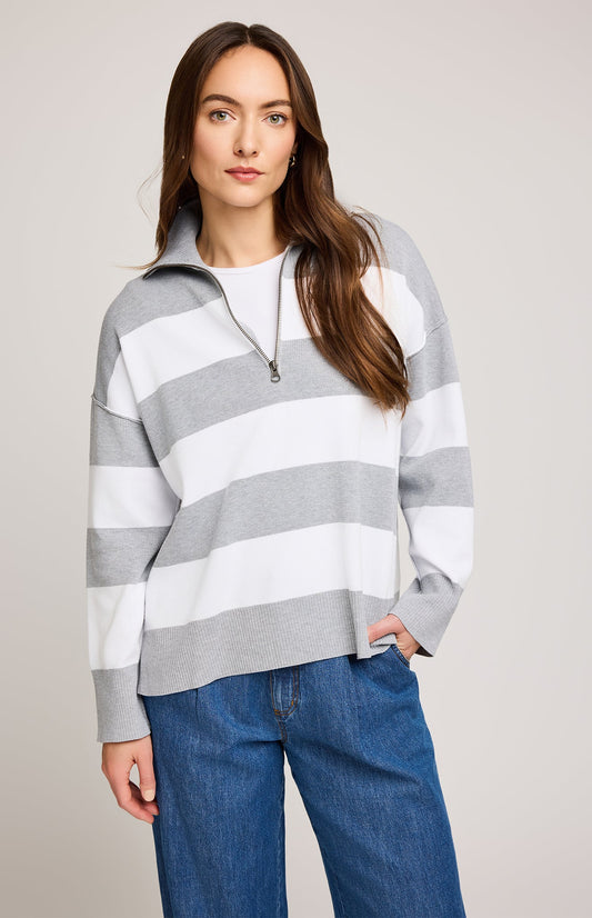 Idris Striped Sweater|color:Ash Stripe